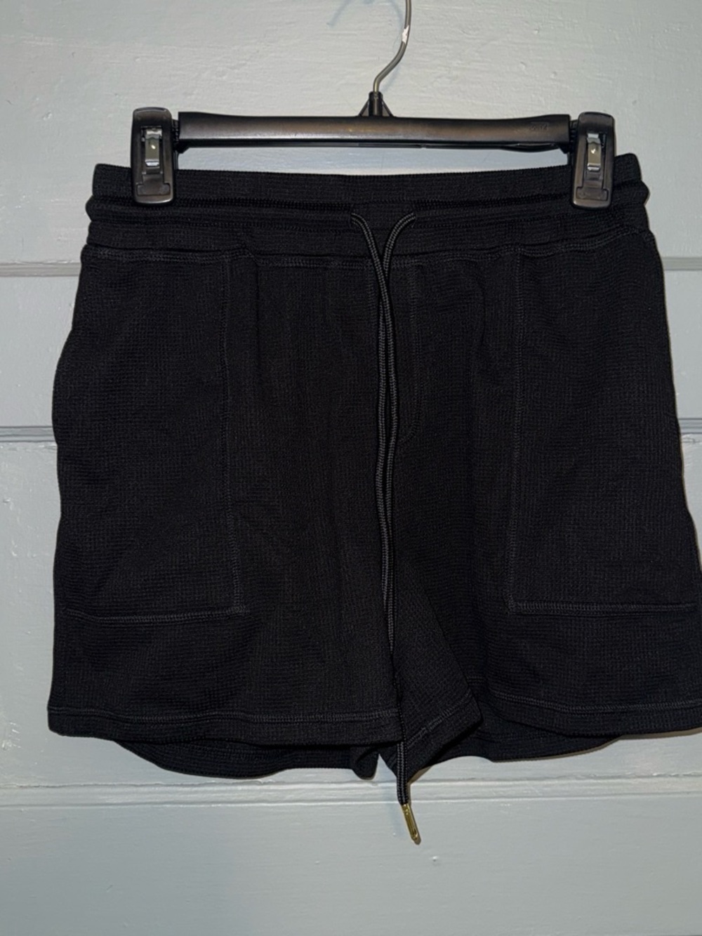 HALARA Black waffle Knit Drawstring Athletic Shorts
